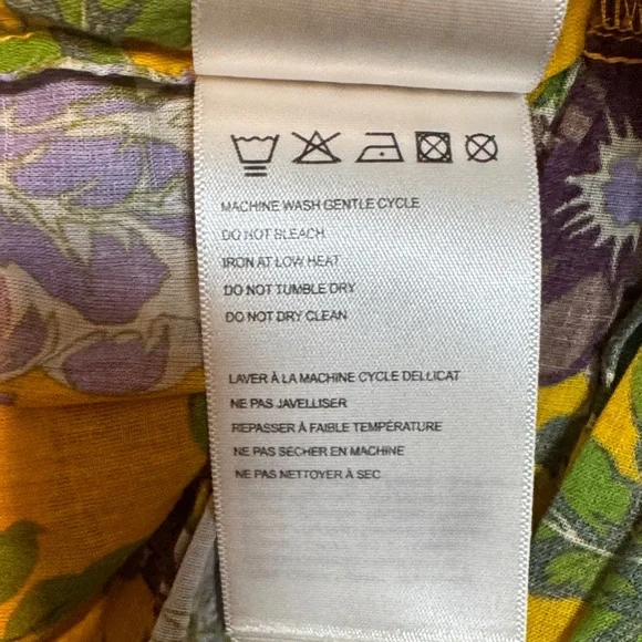 Farm Rio Capri Peplum Hem Floral Blouse Yellow & Purple size Large - Picture 10 of 17